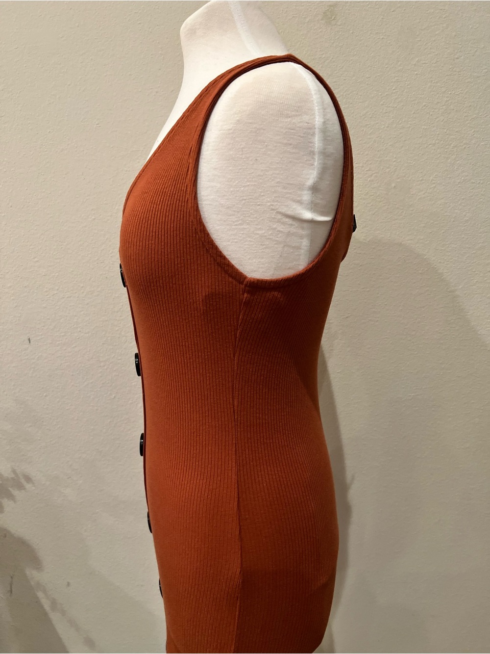 Forever 21 Rust Button-Front Ribbed Midi Dress - Picture 3 of 5
